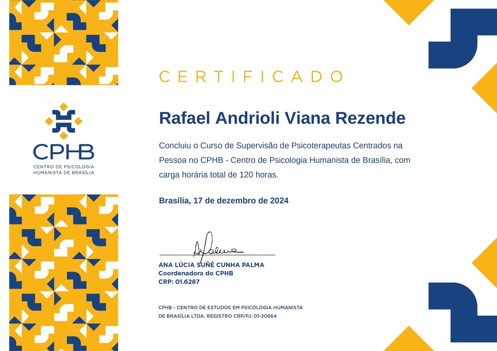 Certificado Rafael — CPHB